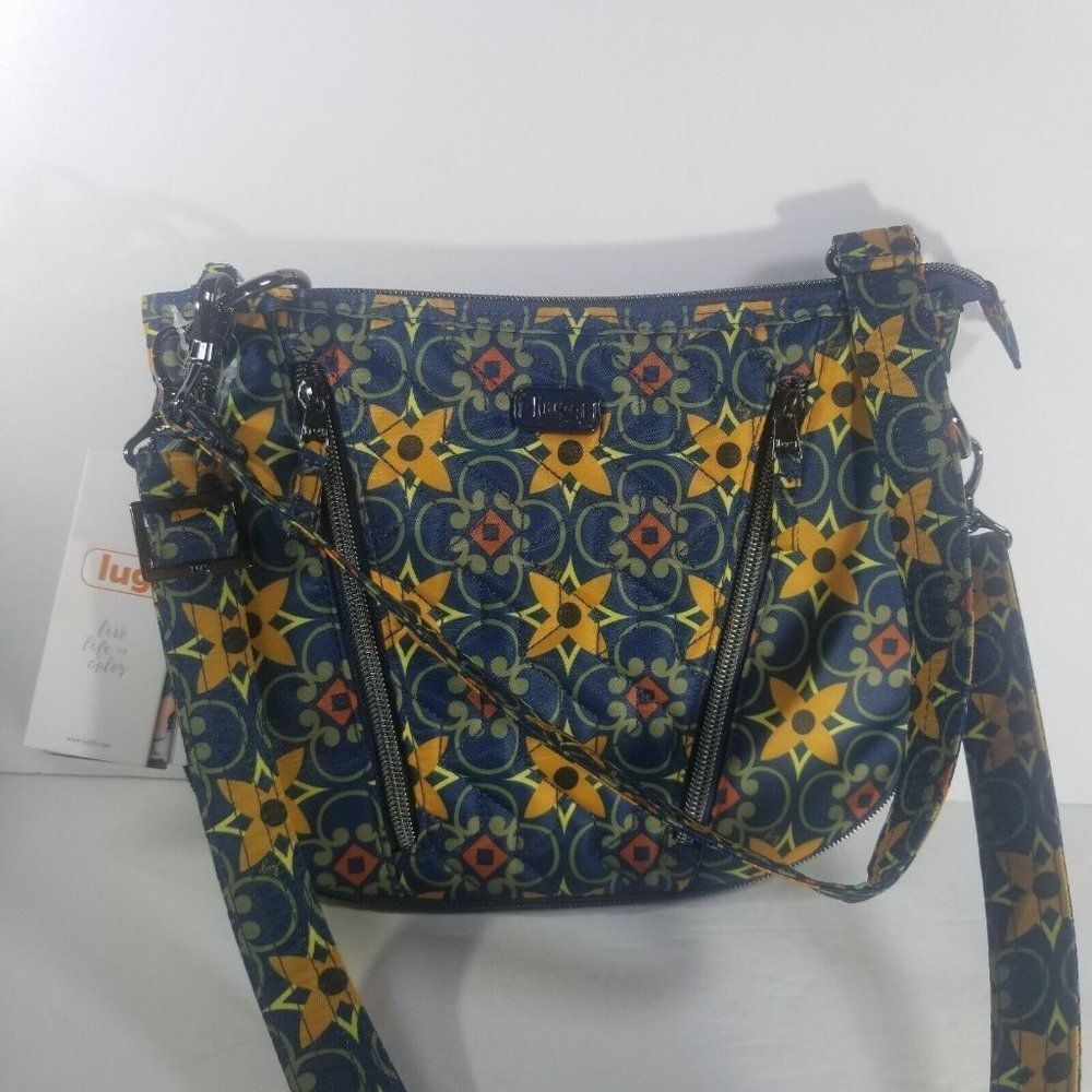 LUG Convertible Medium Crossbody Bag Purse Swivel Tiles Teal NWTS